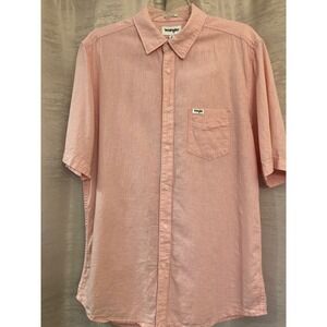 Wrangler Mens Pink Short‎ Sleeve Button Up Casual Shirt